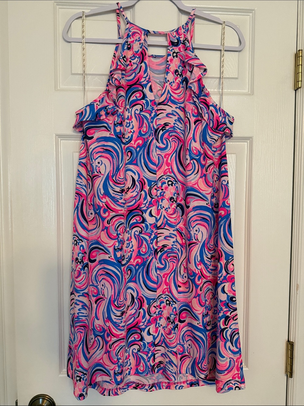 Lilly Pulitzer Pink & Blue Swirl Halter Dress for Girls - Picture 3 of 3